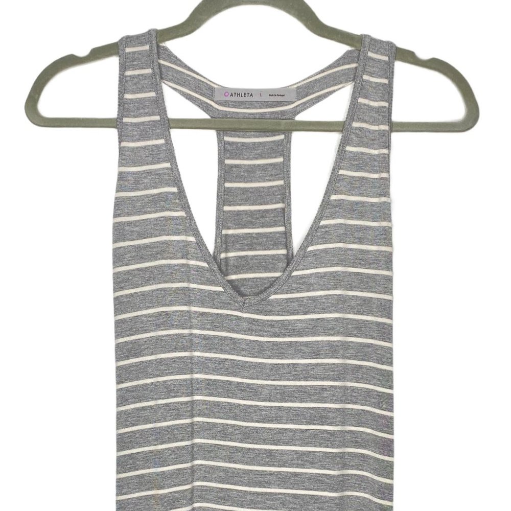 Athleta Racerback Ruched Dress Scoop Neck Striped - Picture 2 of 6